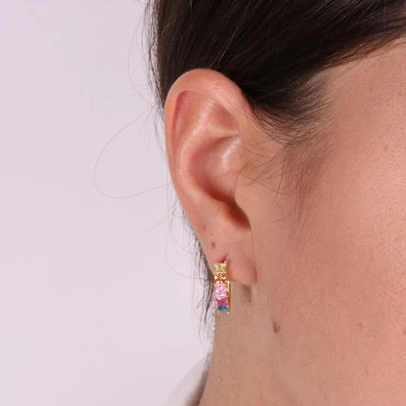 Orecchini in Argento 925 a cerchio con zirconi colorati
