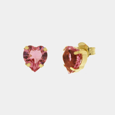 925 Silver lobe earrings with heart-shaped pink light point