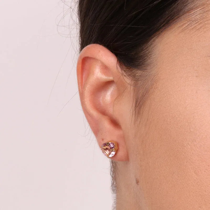 925 Silver lobe earrings with heart-shaped light point
