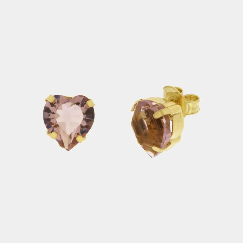 925 Silver lobe earrings with heart-shaped light point