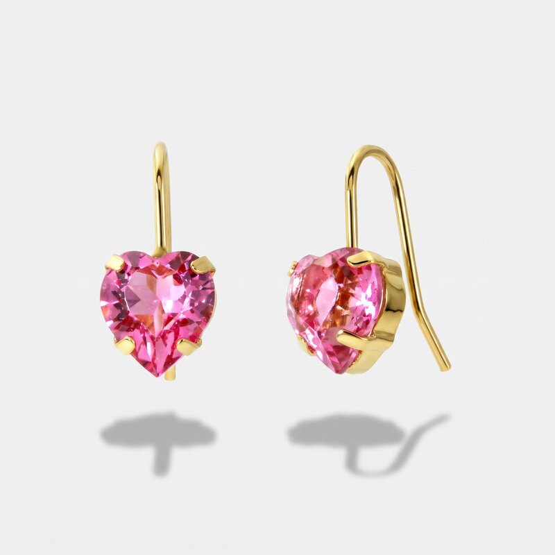 Orecchini in Argento 925  monachina con punto luce rosa a forma di cuore - BYSIMON gioielli