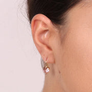 Orecchini in Argento 925  monachina con punto luce viola a forma di cuore