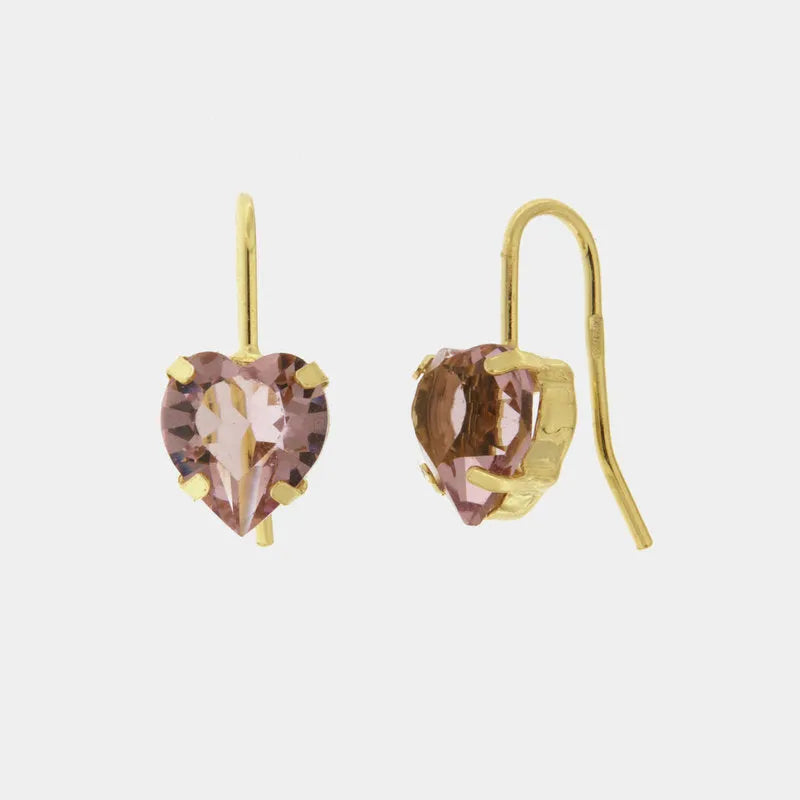 Earrings in 925 silver nun with purple light point in the shape of a heart