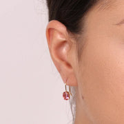 Orecchini in Argento 925 monachina con punto luce rosa