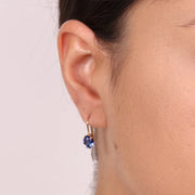 Orecchini in Argento 925 monachina con punto luce blu