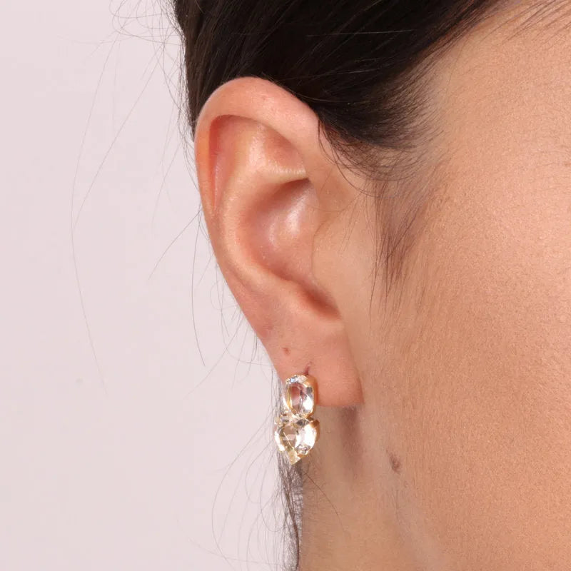 925 Silver earrings with white light points and heart