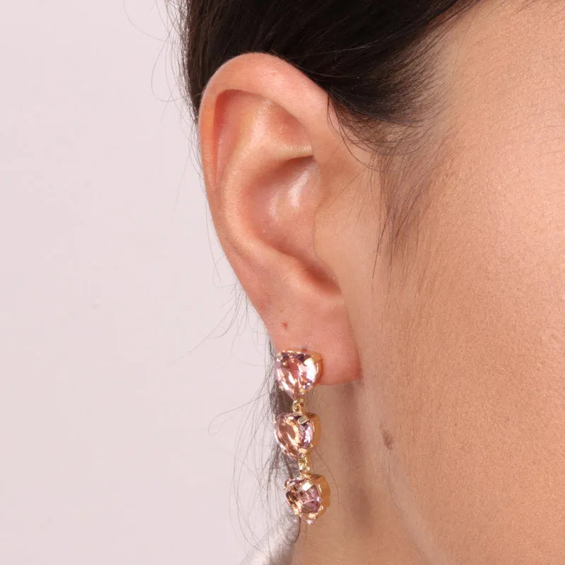 Earrings in 925 Silver with hanging hearts