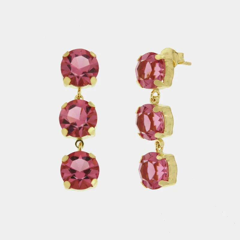 Earrings in 925 Silver with pink hanging light points