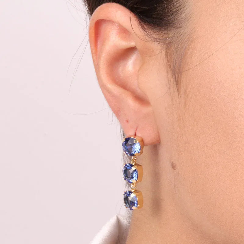 Earrings in 925 Silver with blue pendant light points