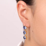 Orecchini in Argento 925 con punti luce pendenti blu