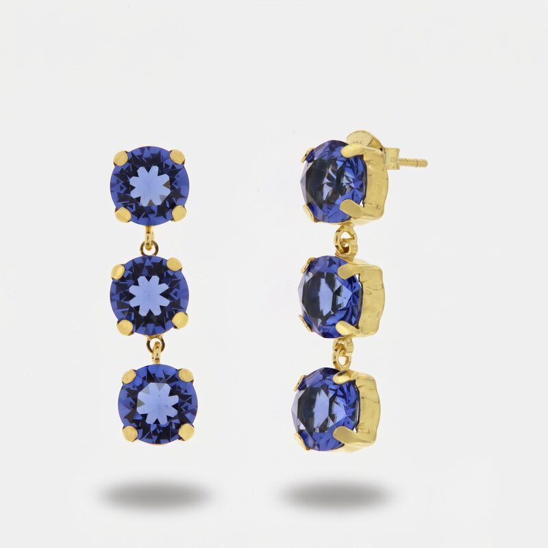 Orecchini in Argento 925 con punti luce pendenti blu - BYSIMON gioielli