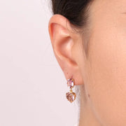 Orecchini in Argento 925 con punto luce e cuore pendente viola