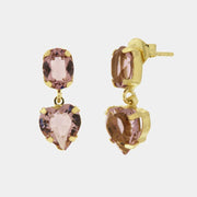 Orecchini in Argento 925 con punto luce e cuore pendente viola