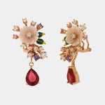 Orecchini in Argento 925 con fiori in madreperla impreziosito da zirconi colorati SIMEONE - gioiello BySimon