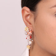 Orecchini in Argento 925 con fiori in madreperla con zirconi colorati