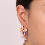 Orecchini in Argento 925 con fiori in madreperla con zirconi colorati
