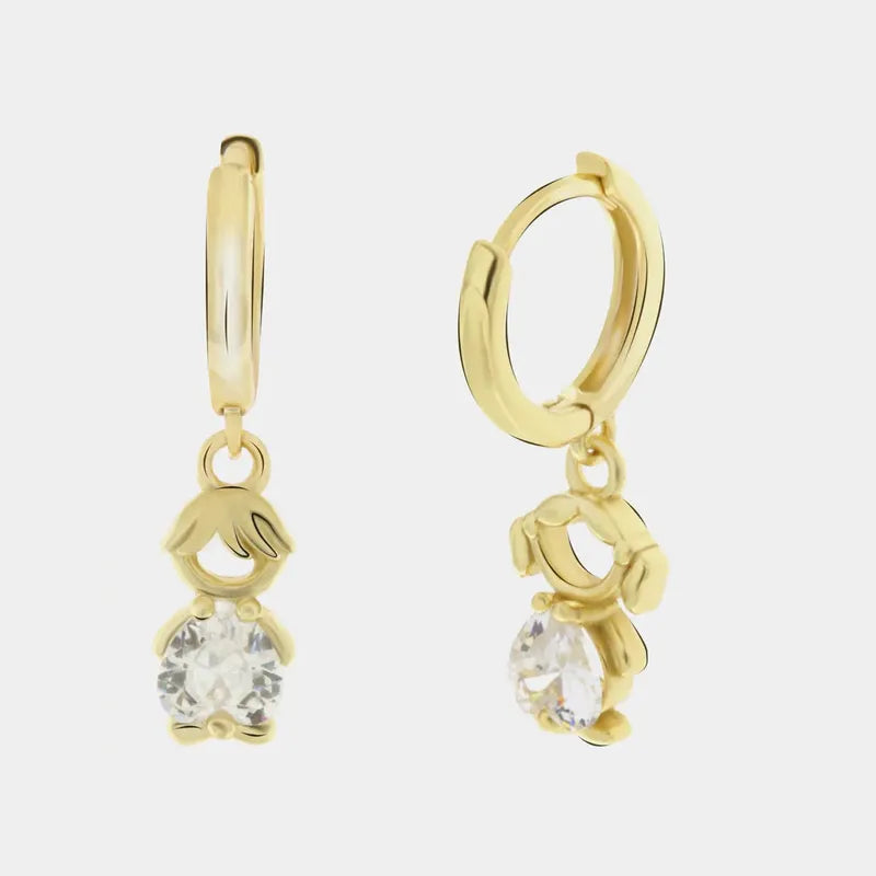 Orecchini in Argento 925 con bambino e bambina pendenti con zircone trasparente
