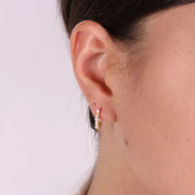 Orecchini in Argento 925 a cerchio con zirconi e perle