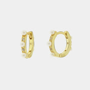 Orecchini in Argento 925 a cerchio con zirconi e perle