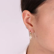 Orecchini in Argento 925 con croce pendente e zirconi trasparenti
