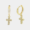 Orecchini in Argento 925 con croce pendente e zirconi trasparenti
