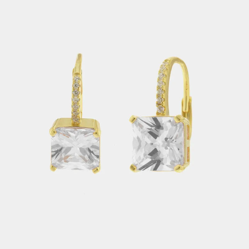 Earrings in 925 Silver with transparent square zircon