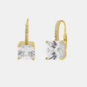 Orecchini in Argento 925 con zircone quadrato trasparente