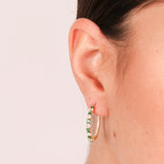 Orecchini in Argento 925 a cerchio con zirconi trasparenti e verdi