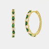 Orecchini in Argento 925 a cerchio con zirconi trasparenti e verdi