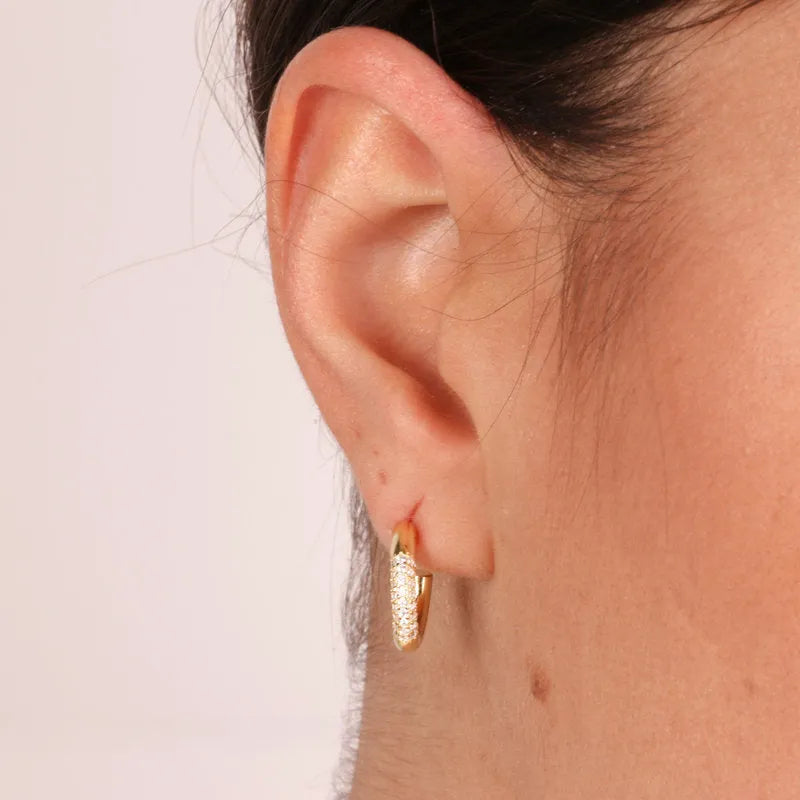 925 Silver hoop earrings with clear zircons