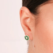 Orecchini in Argento 925 con zirconi verdi a forma di fiore