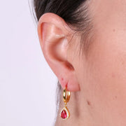 Orecchini in Argento 925 con zircone a forma di goccia rosso