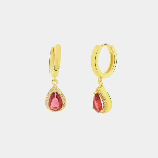 Orecchini in Argento 925 con zircone a forma di goccia rosso - BYSIMON gioielli