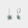 Orecchini in Argento 925 a forma di fiore con zirconi trasparenti e verdi
