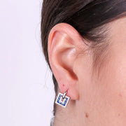 Orecchini in Argento 925 con zirconi blu e trasparenti