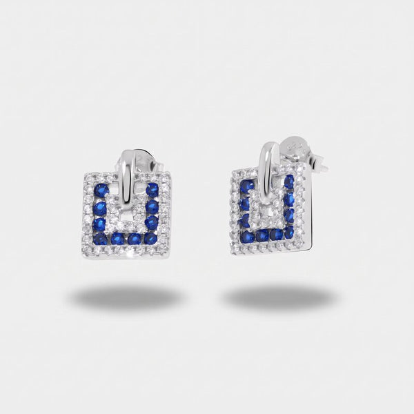 Orecchini in Argento 925 con zirconi blu e trasparenti - BYSIMON gioielli