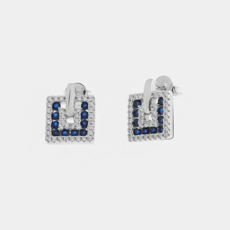 Orecchini in Argento 925 con zirconi blu e trasparenti