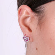 Orecchini in Argento 925 a lobo con cuore rosso
