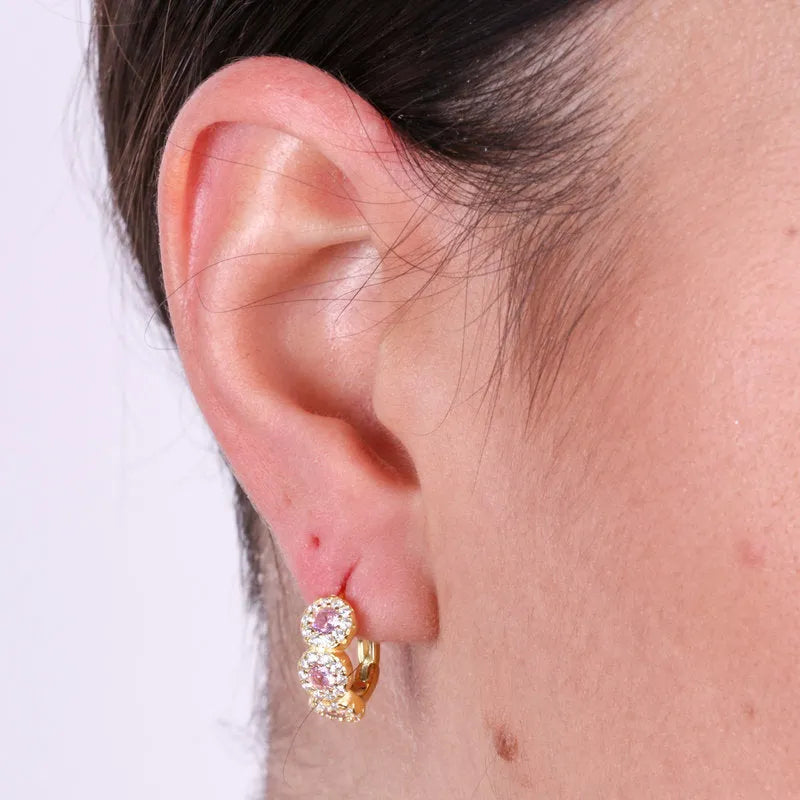 Orecchini in Argento 925 con punti luce rosa - BYSIMON gioielli