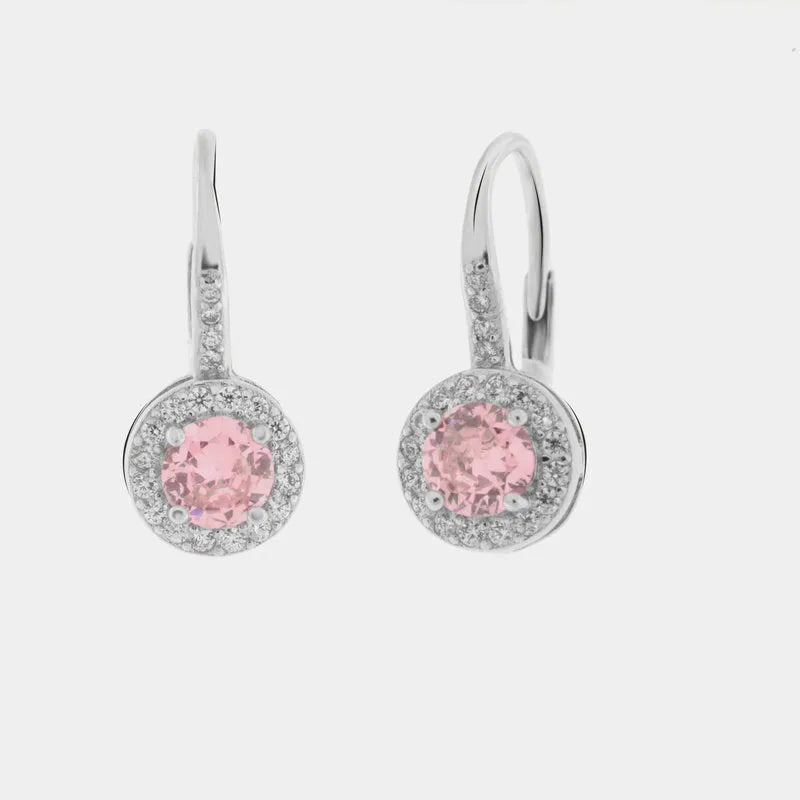 Orecchini in Argento 925 con punto luce rosa - BYSIMON gioielli