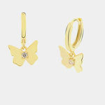 Orecchini in Argento 925 a cerchietto con farfalla pendente