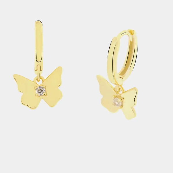 Orecchini in Argento 925 a cerchietto con farfalla pendente