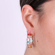 Orecchini in Argento 925 a cerchio con zirconi colorati