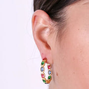 Orecchini in Argento 925 a cerchio con zirconi colorati