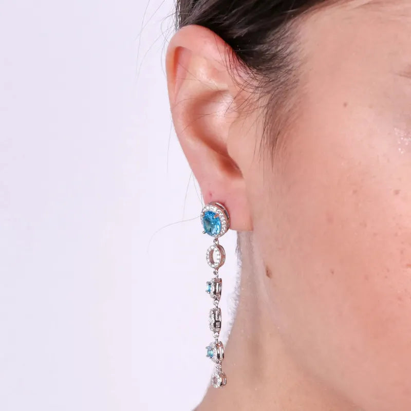Orecchini in Argento 925 con zirconi azzurri
