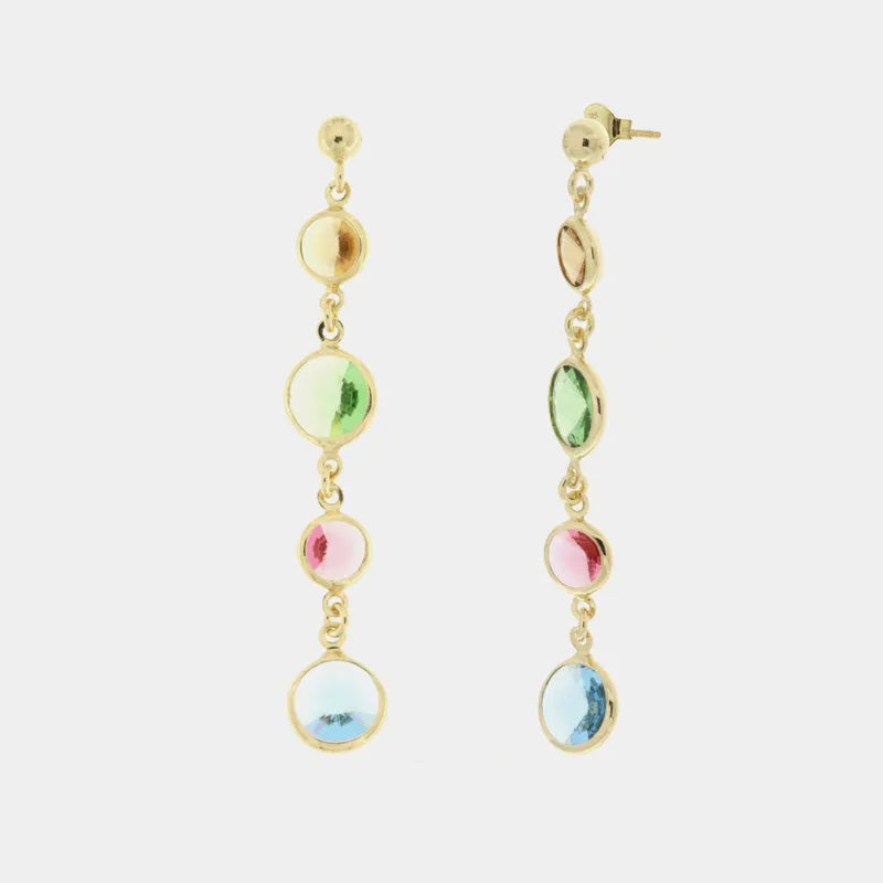 Orecchini in Argento 925 con cristalli colorati pendenti - BYSIMON gioielli