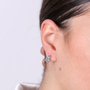 Orecchini in Argento 925  a lobo con cristalli rosa e azzurro
