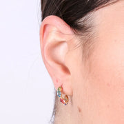 Orecchini in Argento 925 a cerchio con cristalli colorati