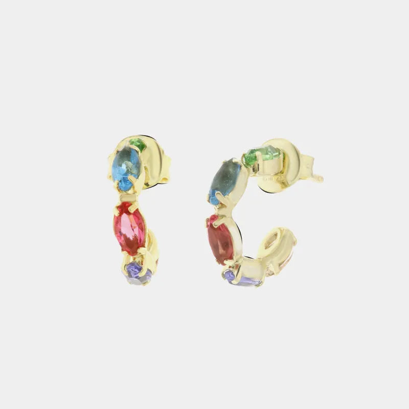 Orecchini in Argento 925 a cerchio con cristalli colorati