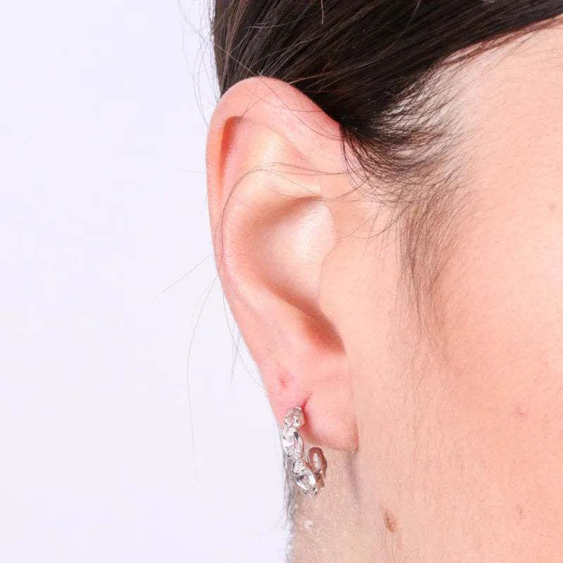 925 Silver hoop earrings with crystals